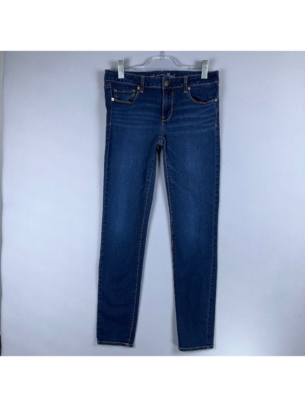 American Eagle Super Stretch Skinny Jeans Womens Size 12 Mid-Rise Denim Blue